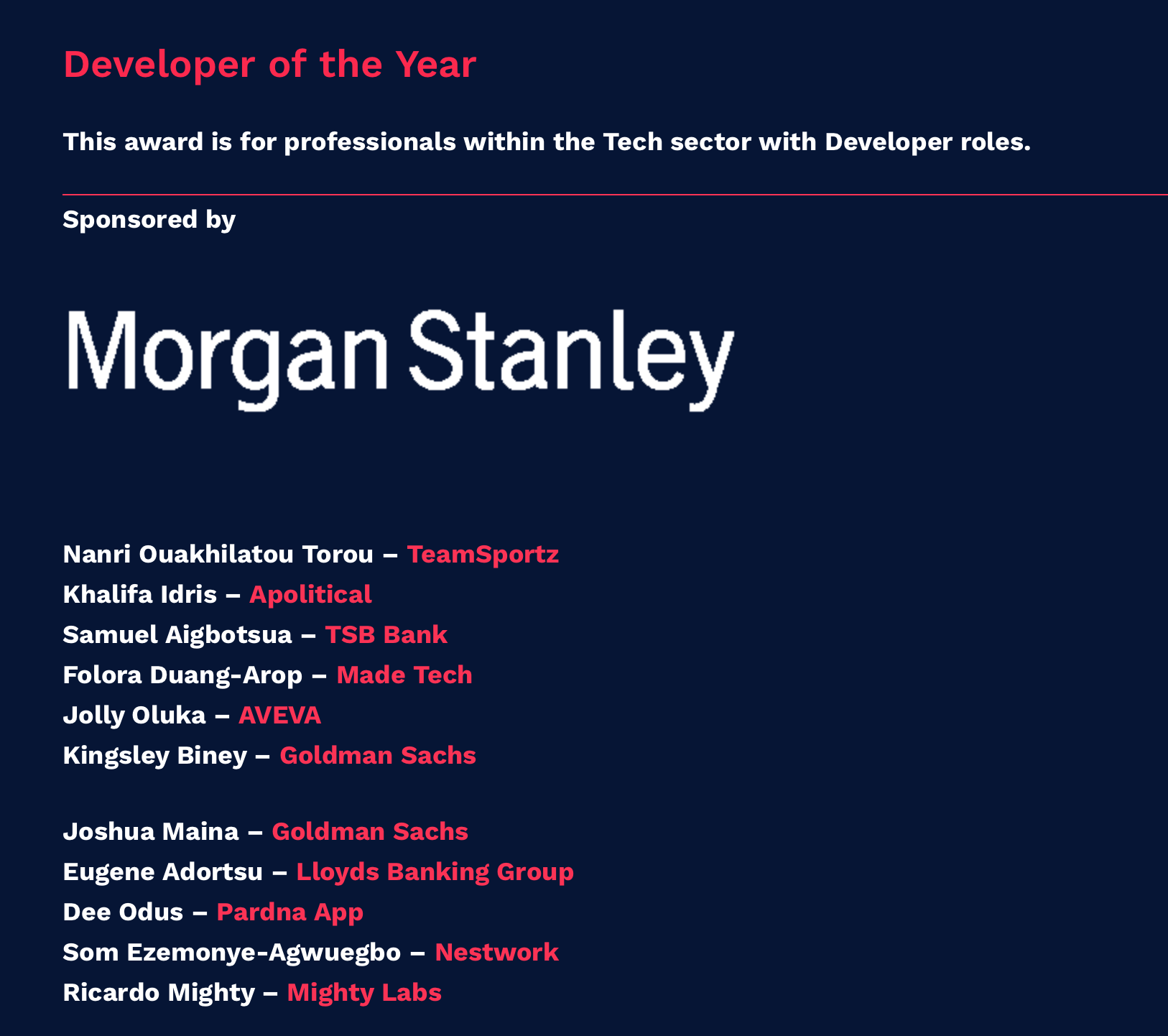 Developer of the Year Nominee